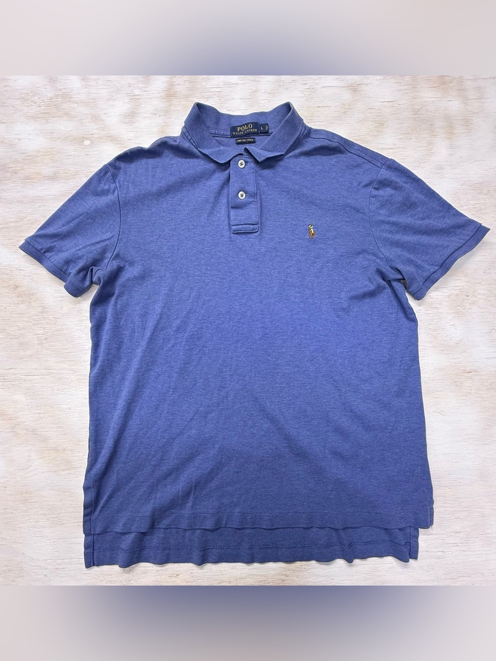 Polo Ralph Lauren Pima Soft Touch Shirt Blue Men’s Large Classic Fit Logo Casual